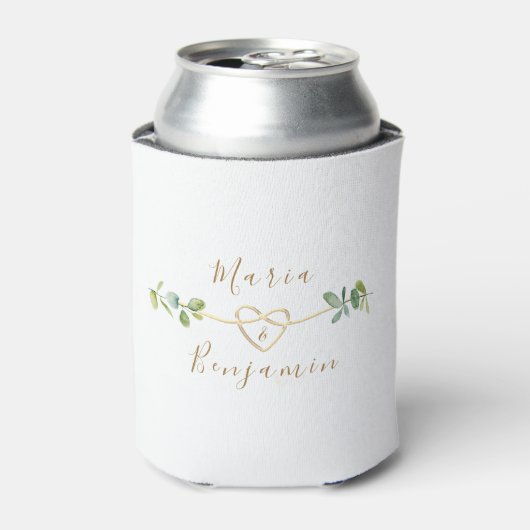 Eucalyptus bruiloft Koelbox met aangepaste namen Blikjeskoeler (Blikje Voorkant)