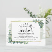 Eucalyptus bruiloft repetitie diner uitnodiging (Staand voorkant)