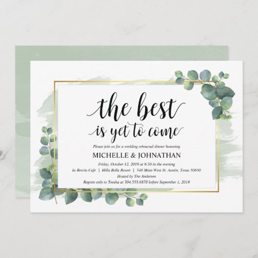 Eucalyptus bruiloft repetitie diner uitnodiging (Voorkant / Achterkant)