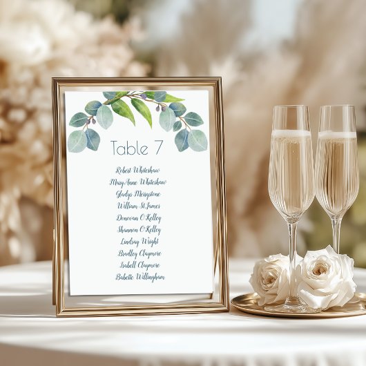 Eucalyptus Bruiloft Stoelindeling Tafel Nummer Nam Programma
