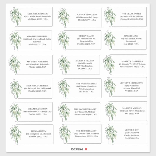 Eucalyptus bruiloft uitnodiging Adresetiketten Sticker (Vel)