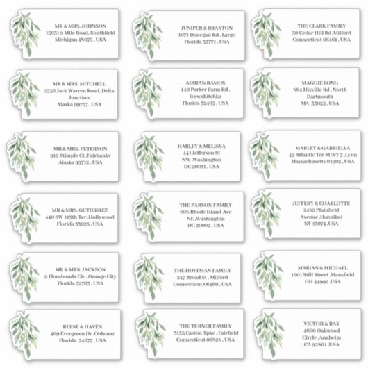 Eucalyptus bruiloft uitnodiging Adresetiketten Sticker (Voorkant)