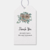Eucalyptus Bruiloft - Waterverf Groene Monogram Cadeaulabel (Voorkant)
