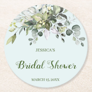 Eucalyptus Bruiloftsshower Ronde Papieren Onderzet Kartonnen Onderzetter
