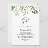 Eucalyptus Bruin Bloemen Het is een meisje Baby sh Kaart (Voorkant)