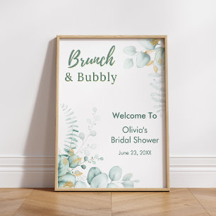 Eucalyptus Brunch & Bubbly Bruidsfeest Verwelkomin Poster