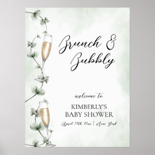 Eucalyptus Brunch Champagne Baby Shower Welkom Poster