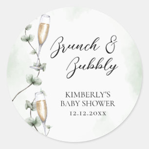 Eucalyptus Brunch Champagne Garden Baby shower Ronde Sticker