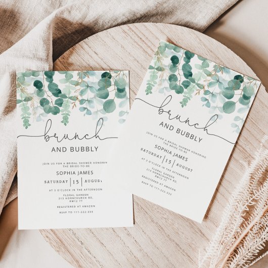 Eucalyptus brunch en bubbly uitnodiging