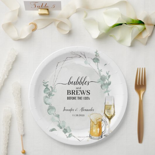 Eucalyptus Bubbels & Brouwen Papieren Bordje (Huwelijk)