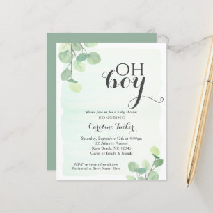 Eucalyptus Budget OH BOY Shower Invitation