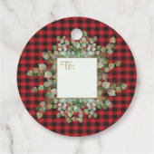 Eucalyptus Buffalo Check Zwart Rood Goud Glitter Bedankjes Labels (Achterkant)