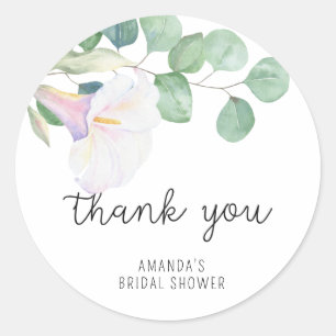 Eucalyptus - calla - bruiloft cadeau bedanken ronde sticker