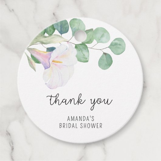 Eucalyptus - calla - bruiloftsdankjewel bedankjes labels (Voorkant)