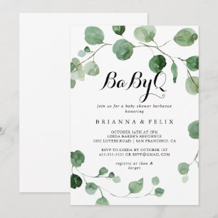 Eucalyptus Calligrafie BabyQ Baby shower Barbecue Kaart