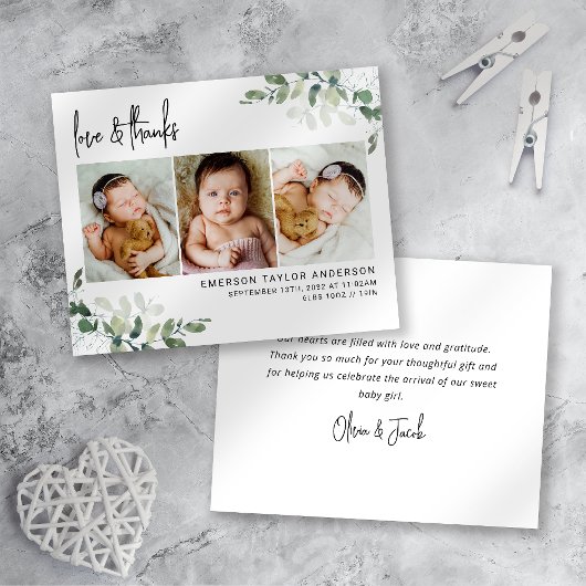 Eucalyptus Calligraphie Nouveau Carte de remerciem