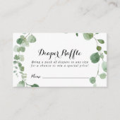 Eucalyptus Calligraphy Diaper Raffle Ticket Informatiekaartje (Voorkant)