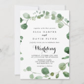 Eucalyptus Calligraphy Front & Back Wedding Kaart (Voorkant)