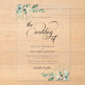 Eucalyptus Calligraphy Script Wedding Acryl Uitnodigingen (Voorkant)