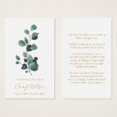 Eucalyptus | Carte de prière simple pour funéraill (Devant & derrière)