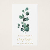 Eucalyptus | Carte de prière simple pour funéraill (Devant)