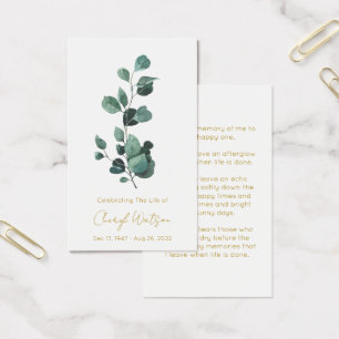 Eucalyptus Carte de prière simple pour funéraill