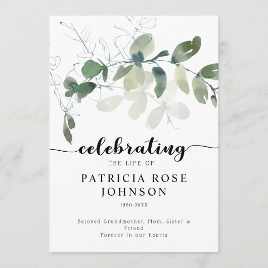 Eucalyptus Celebrating the Life of Funeral Program Programma (Voorkant)