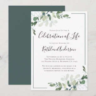 Eucalyptus Celebration of Life Invitation Notitiekaartje