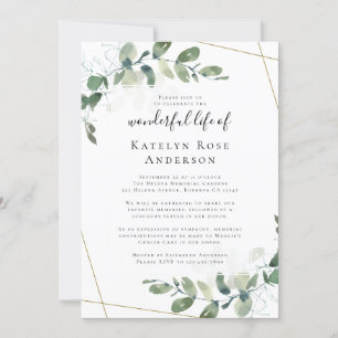 Eucalyptus Celebration of Life Memorial Invitation Kaart