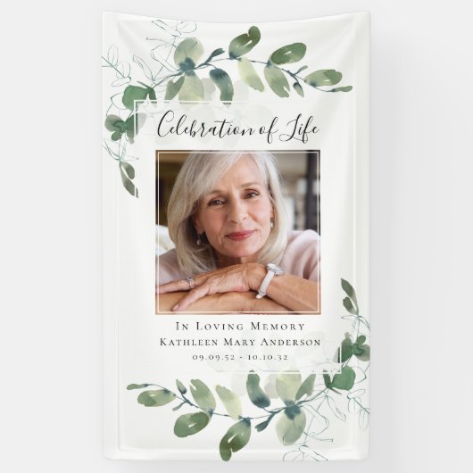 Eucalyptus Celebration of Life Photo Welcome Spandoek (Verticaal)
