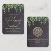 Eucalyptus Chalkboard QR Code Weddenschap Visitekaartje (Voorkant / Achterkant)