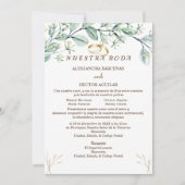 Eucalyptus/champagne Invitation espagnole (Devant)