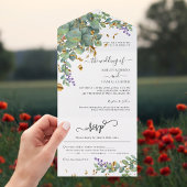 Eucalyptus Confetti Greenery Wedding All In One Uitnodiging