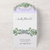 Eucalyptus Confetti Greenery Wedding All In One Uitnodiging (Buitenkant)