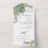Eucalyptus Confetti Greenery Wedding All In One Uitnodiging (Binnen)