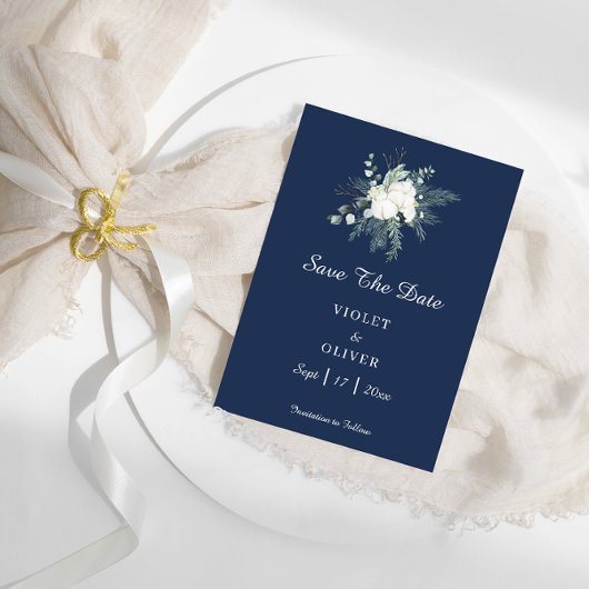 Eucalyptus Cotton | Moderne marinebruiloft Save The Date