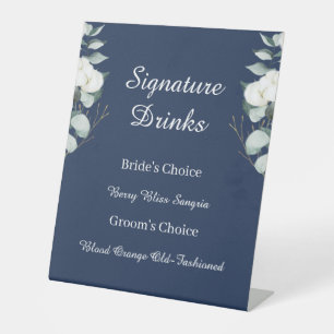 Eucalyptus Cotton   Navy Modern Signature Drinken Reclamebord Met Voetstuk