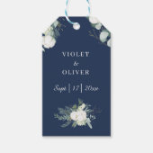 Eucalyptus Cotton | Navy Modern v2 Wedding Gift Ta Cadeaulabel (Voorkant)
