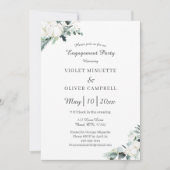 Eucalyptus Cotton White Modern v2 Engagement Party Kaart (Voorkant)