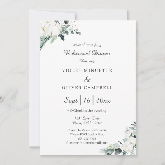 Eucalyptus Cotton White Modern v2 repetitie Dinner Kaart (Voorkant)