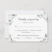 Eucalyptus Cotton | White Modern Wedding RSVP Card Kaartje (Voorkant)