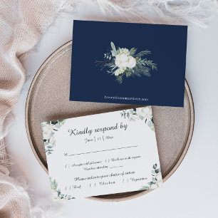 Eucalyptus Cotton   White Modern Wedding RSVP Card Kaartje