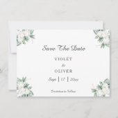 Eucalyptus Cotton | Witte moderne bruiloft Save The Date (Voorkant)