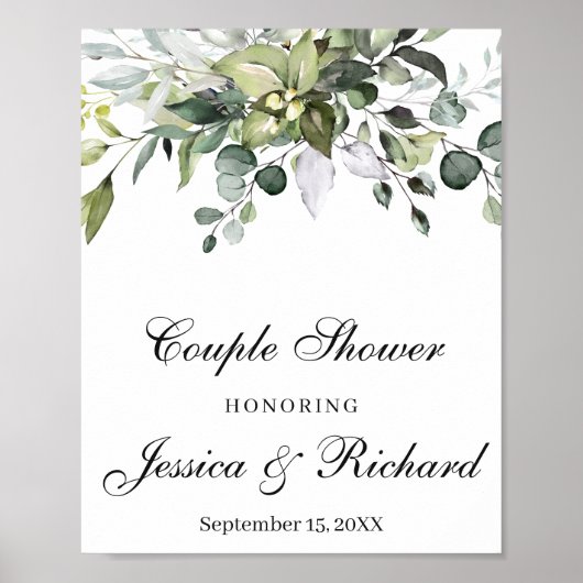 Eucalyptus Couple Shower Welkome Poster Sign (Voorkant)
