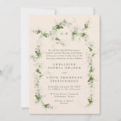 Eucalyptus Crème Krans | Groene Monogram Bruiloft Kaart (Voorkant)