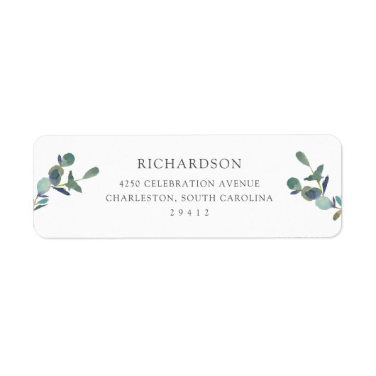 Eucalyptus crest | Eenvoudige Waterverf bruiloft Etiket (Voorkant)