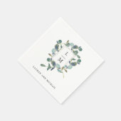 Eucalyptus crest | Monogram Waterverf bruiloft Servet (Hoek)