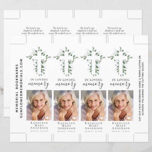 Eucalyptus Cross Foto Memorial Bladwijzer (Voorkant / Achterkant)