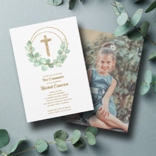 Eucalyptus Cross Girl Eerste Communie Kaart