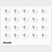 Eucalyptus Cross Modern Baptisme Hartelijk dank Ronde Sticker (Vel)